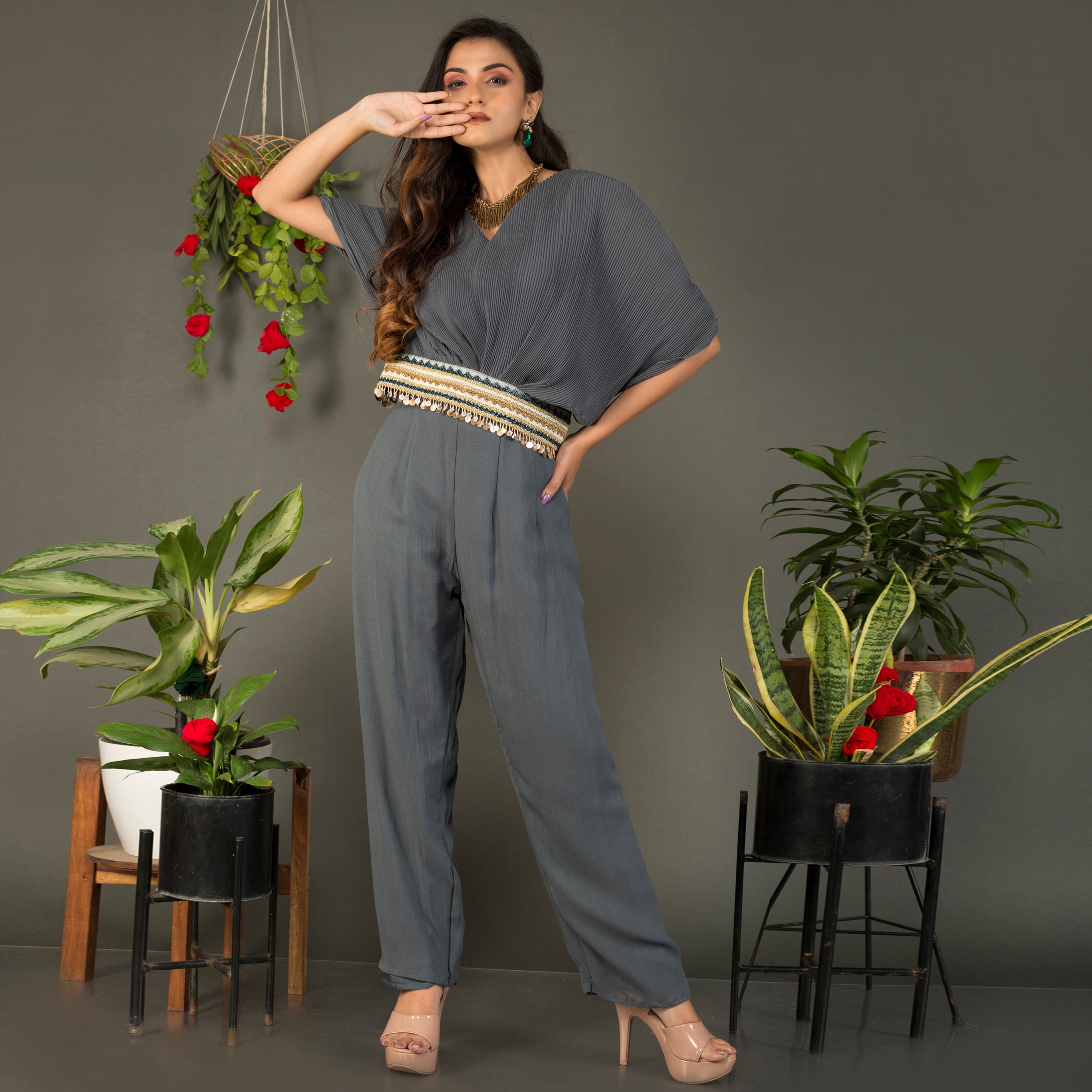 Co Ord set with hand made attached belt