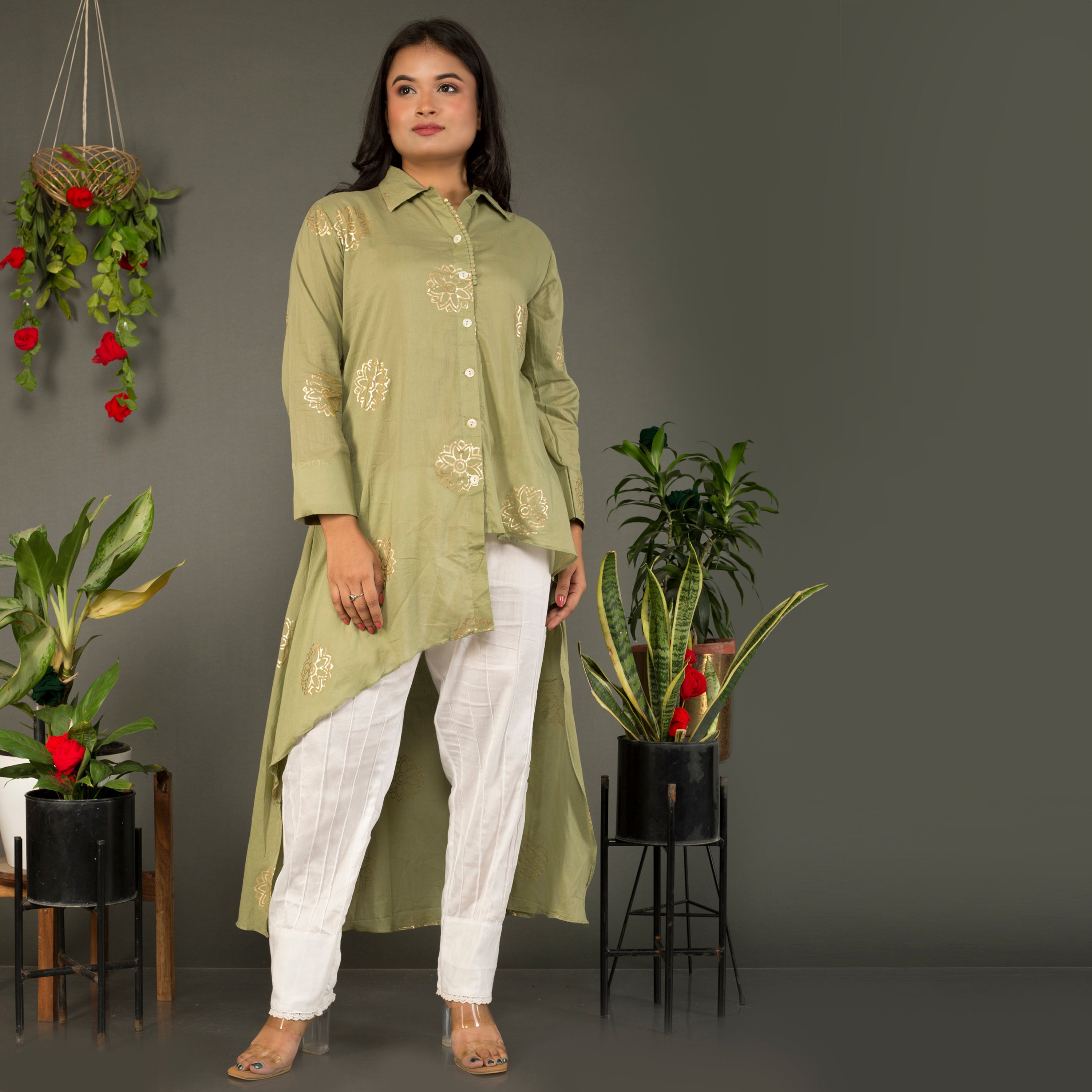 Gold print kurta set