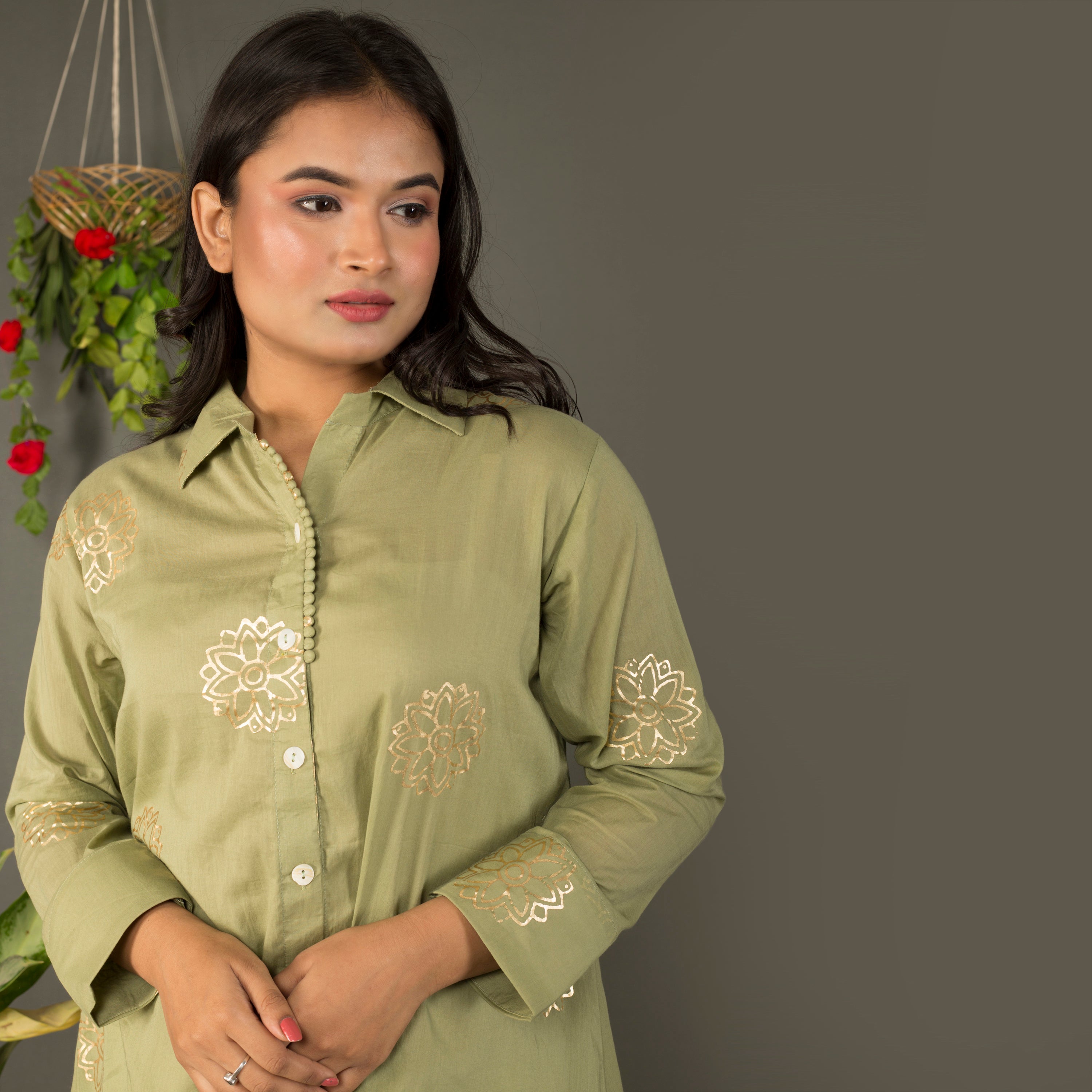 Gold print kurta set