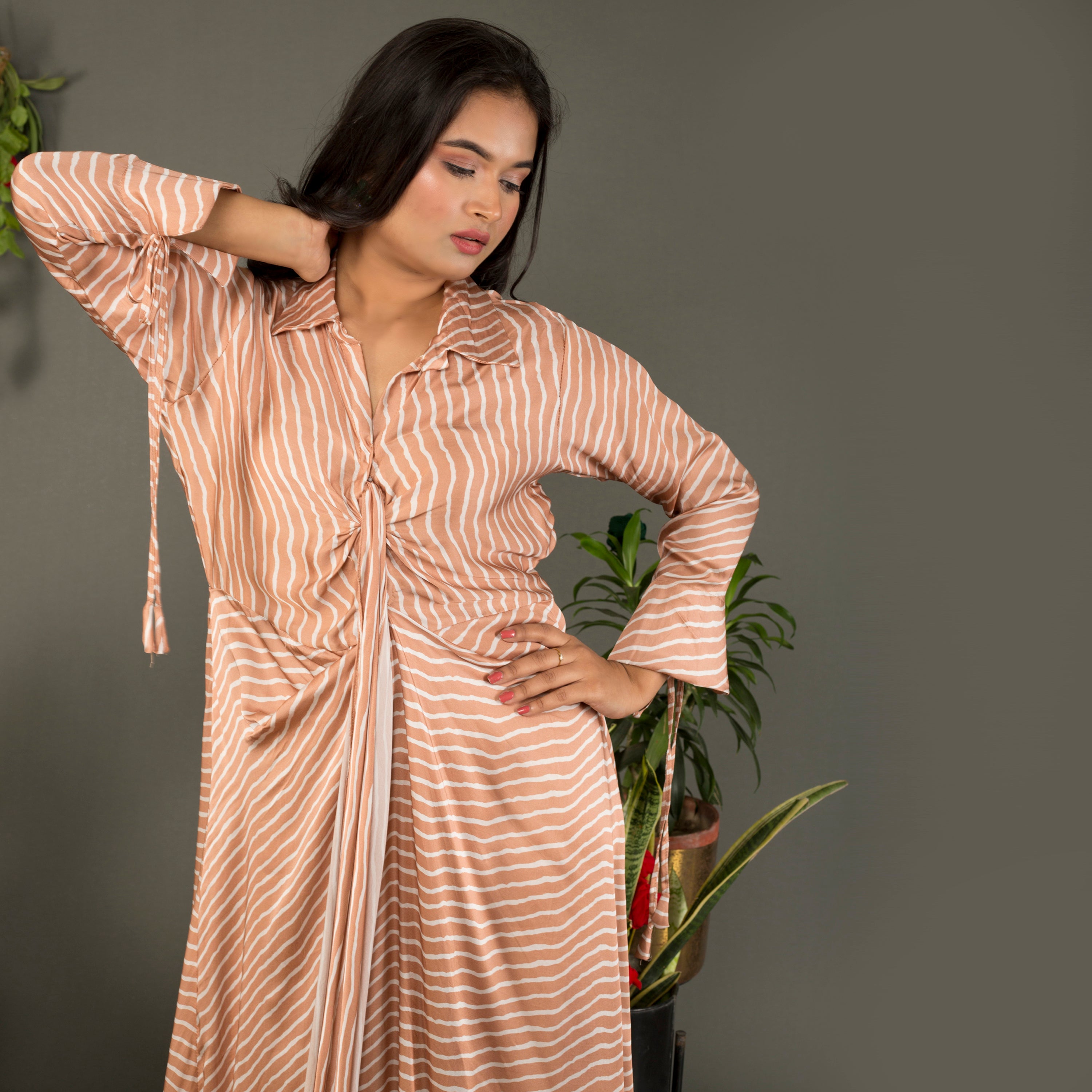 Collared lehriya dress