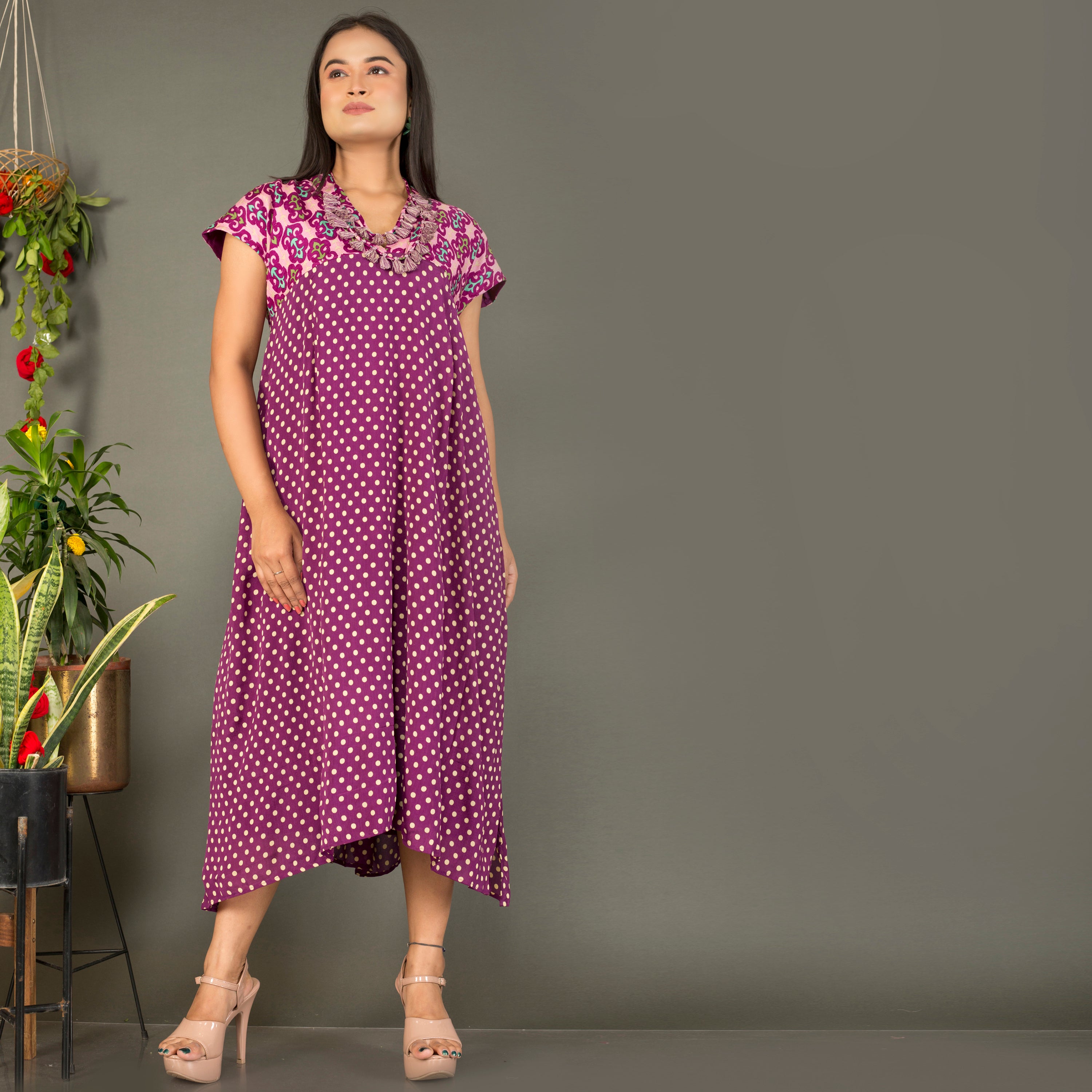 Tunic with all over polka dot print