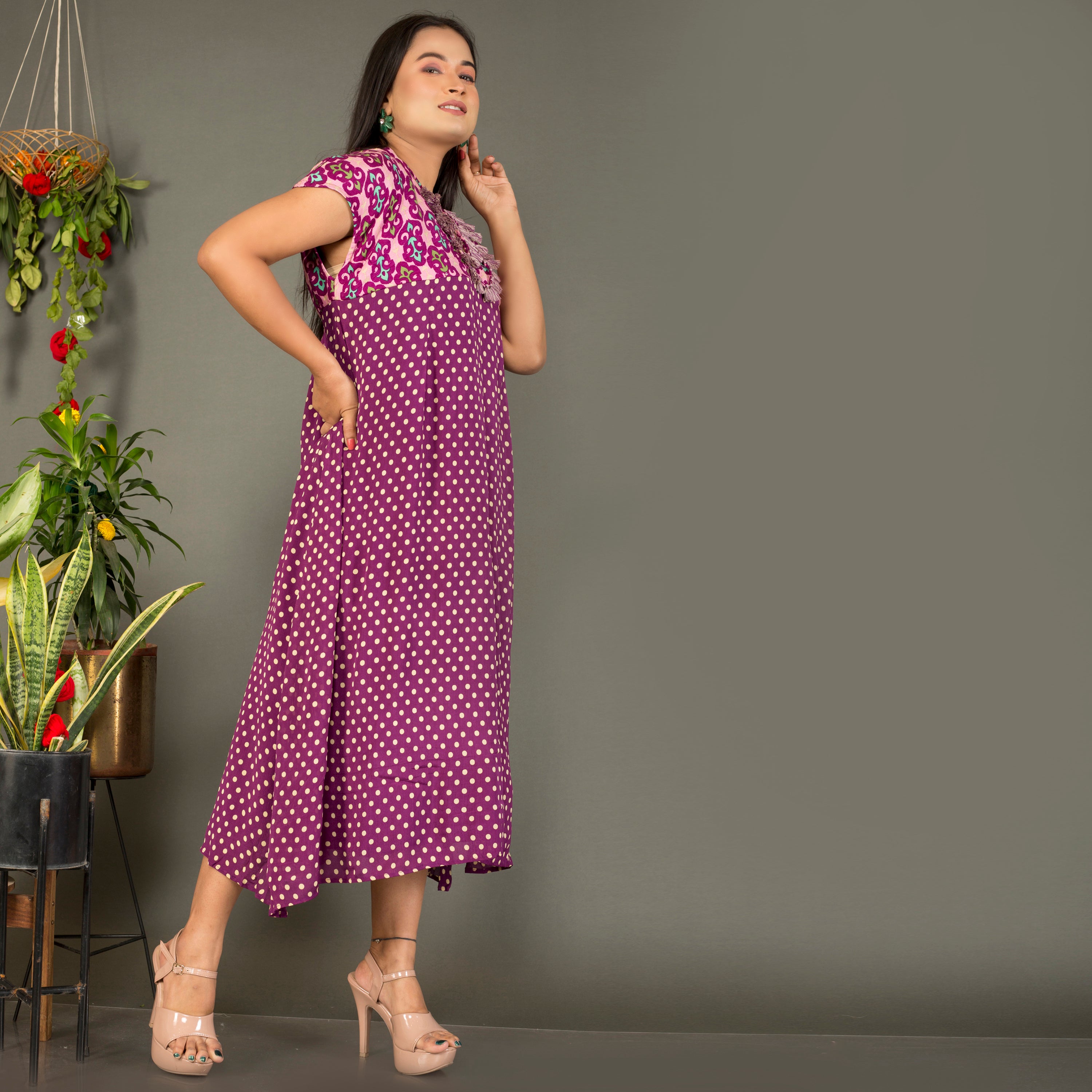 Tunic with all over polka dot print