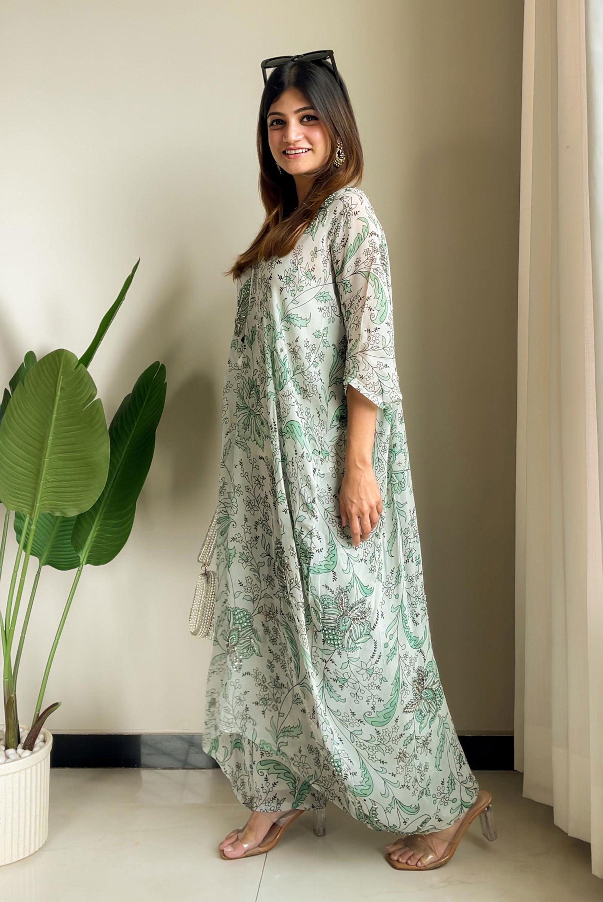 Printed Georgette Sequin Work Co-ord Set