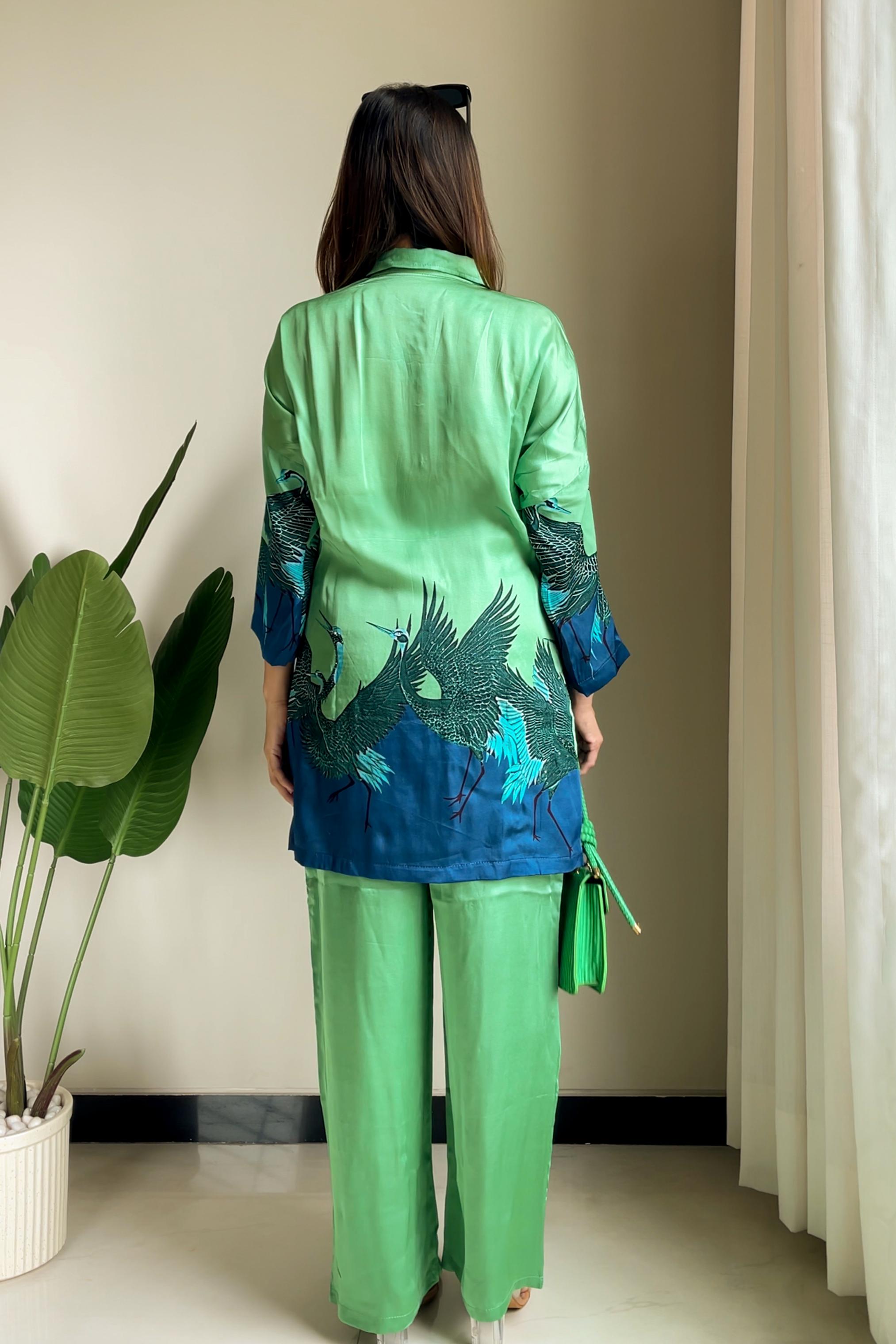 Swan Printed with Sequin Work in Top and Pant