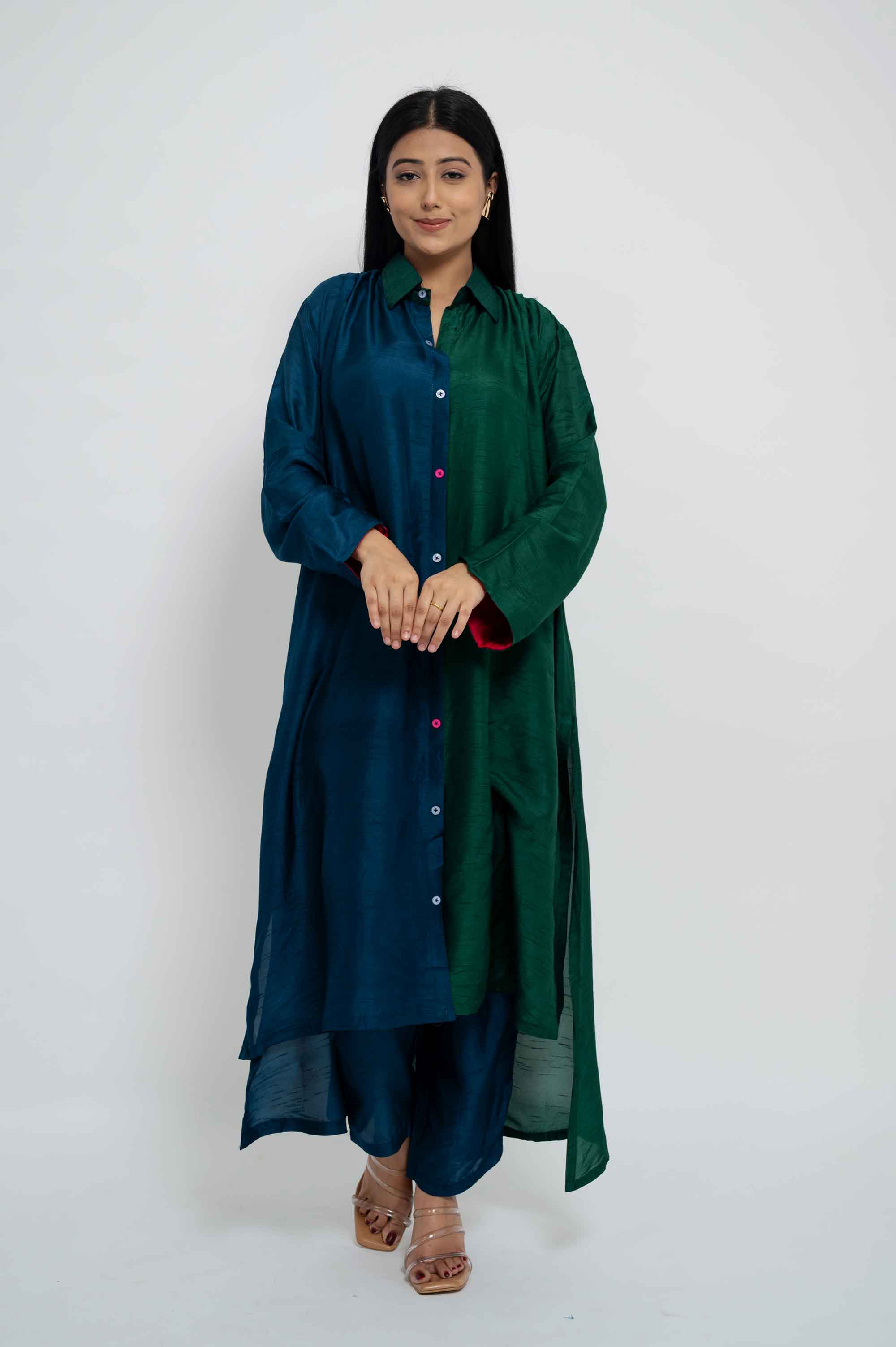Dual Colour Half-half Kurta Set