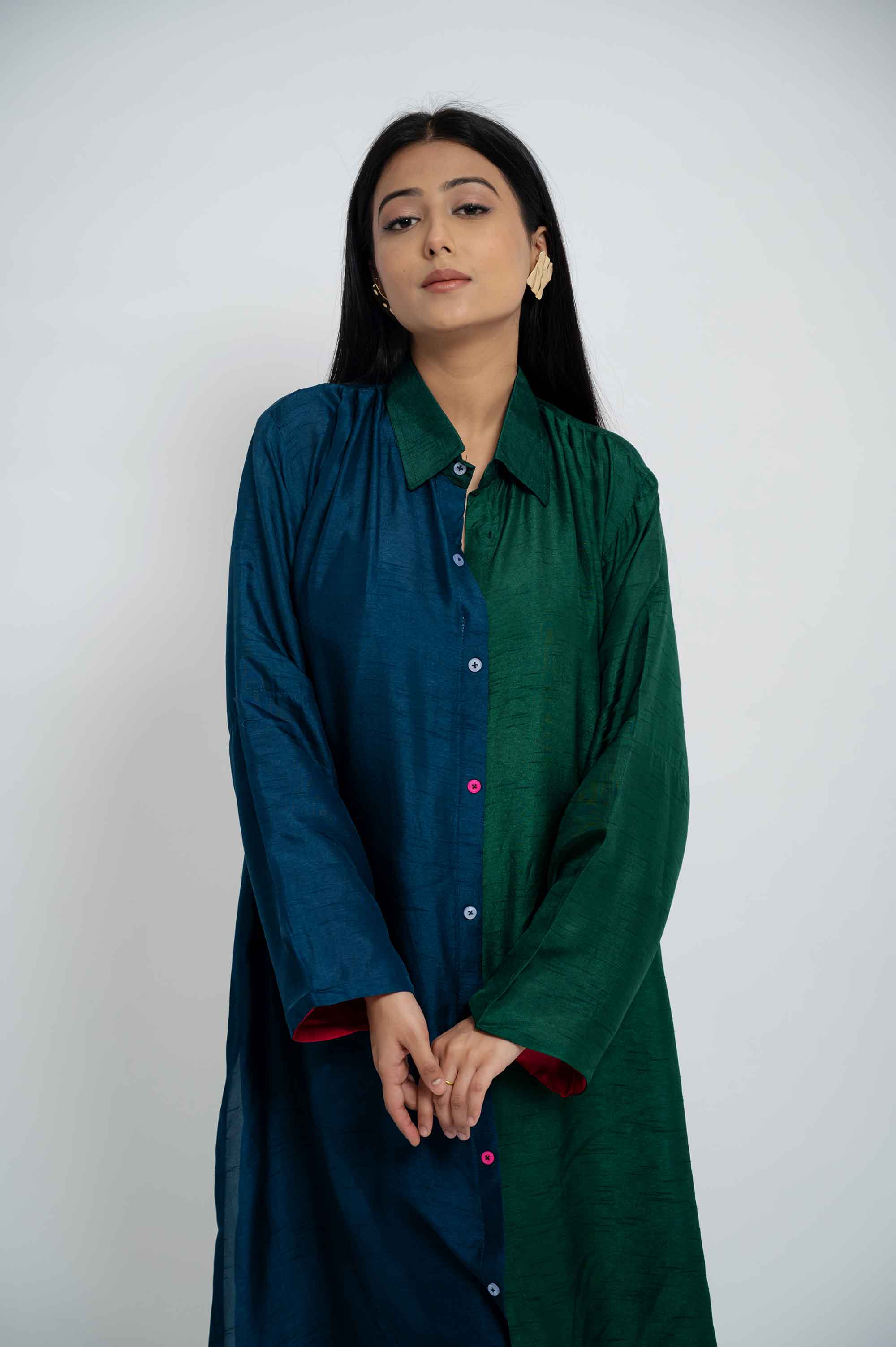 Dual Colour Half-half Kurta Set