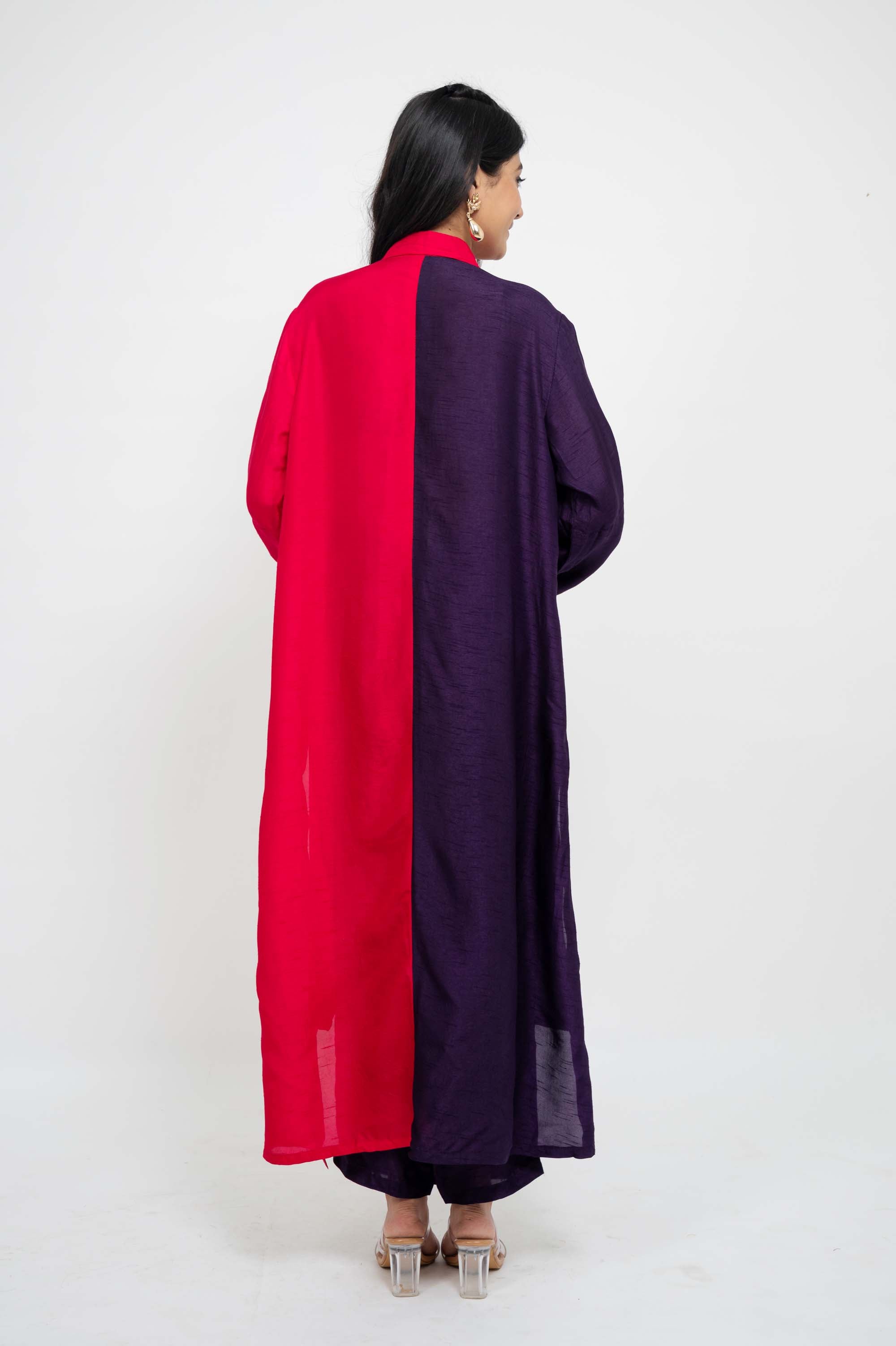 Dual Colour Half-half Kurta Set