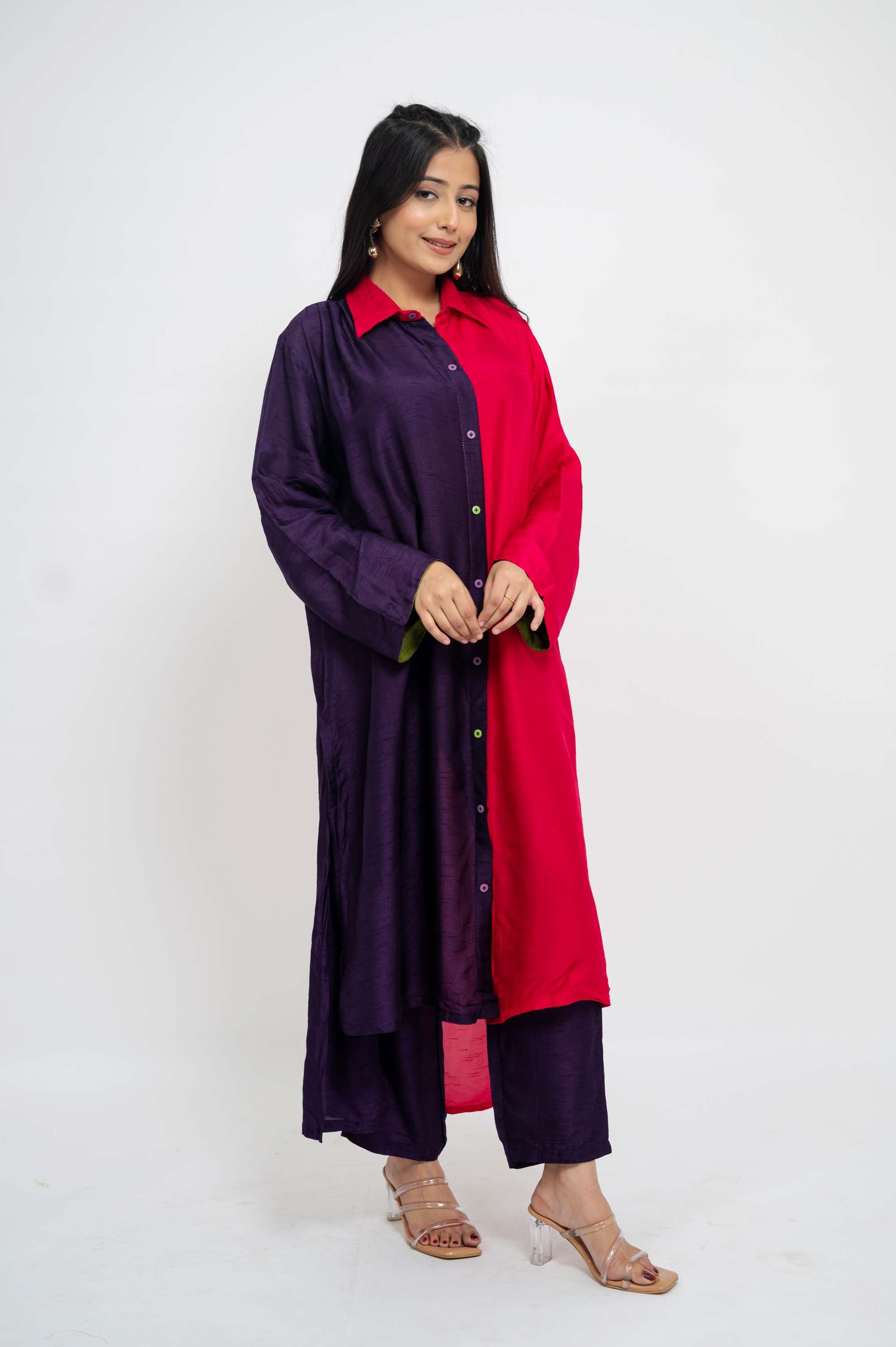 Dual Colour Half-half Kurta Set