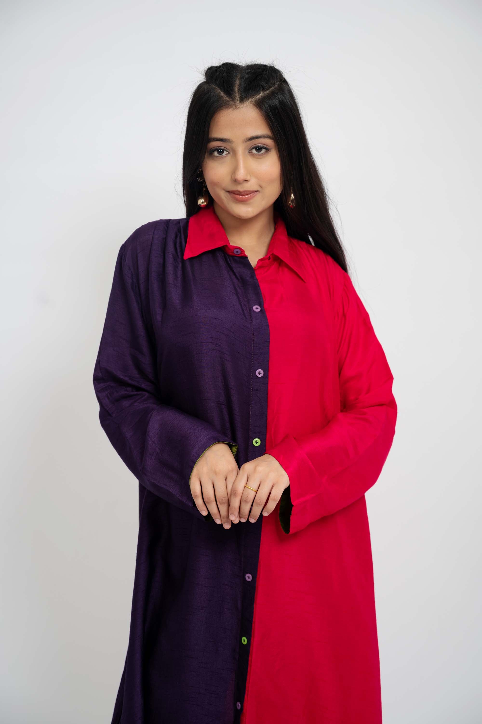 Dual Colour Half-half Kurta Set