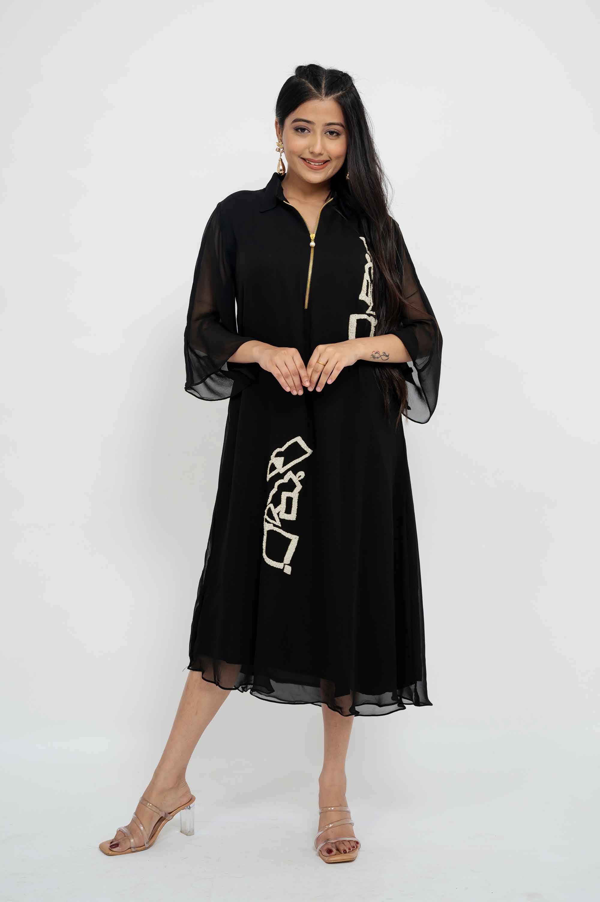 Evening Dress with Delicate Pearlwork