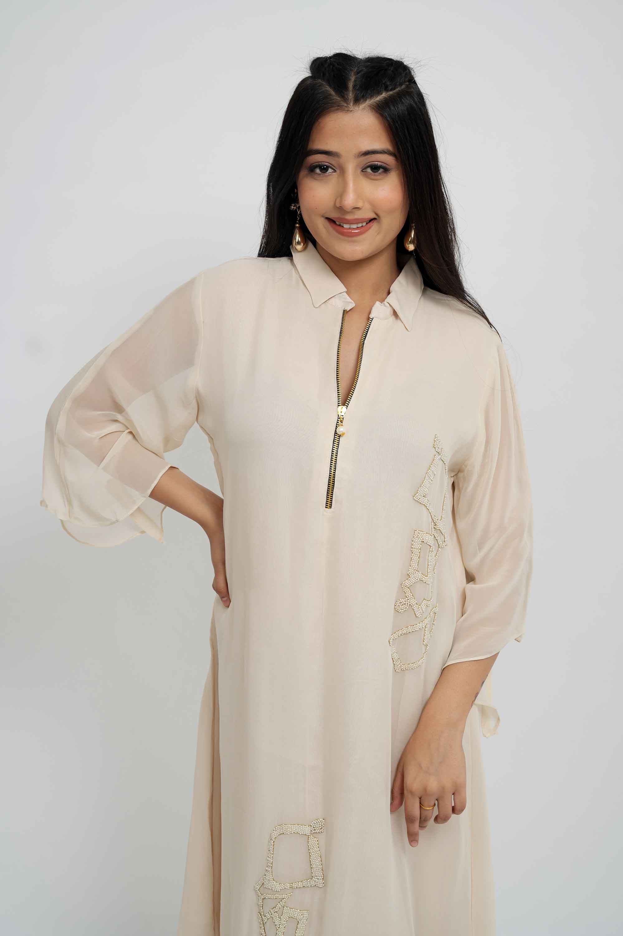 Evening Dress with Delicate Pearlwork