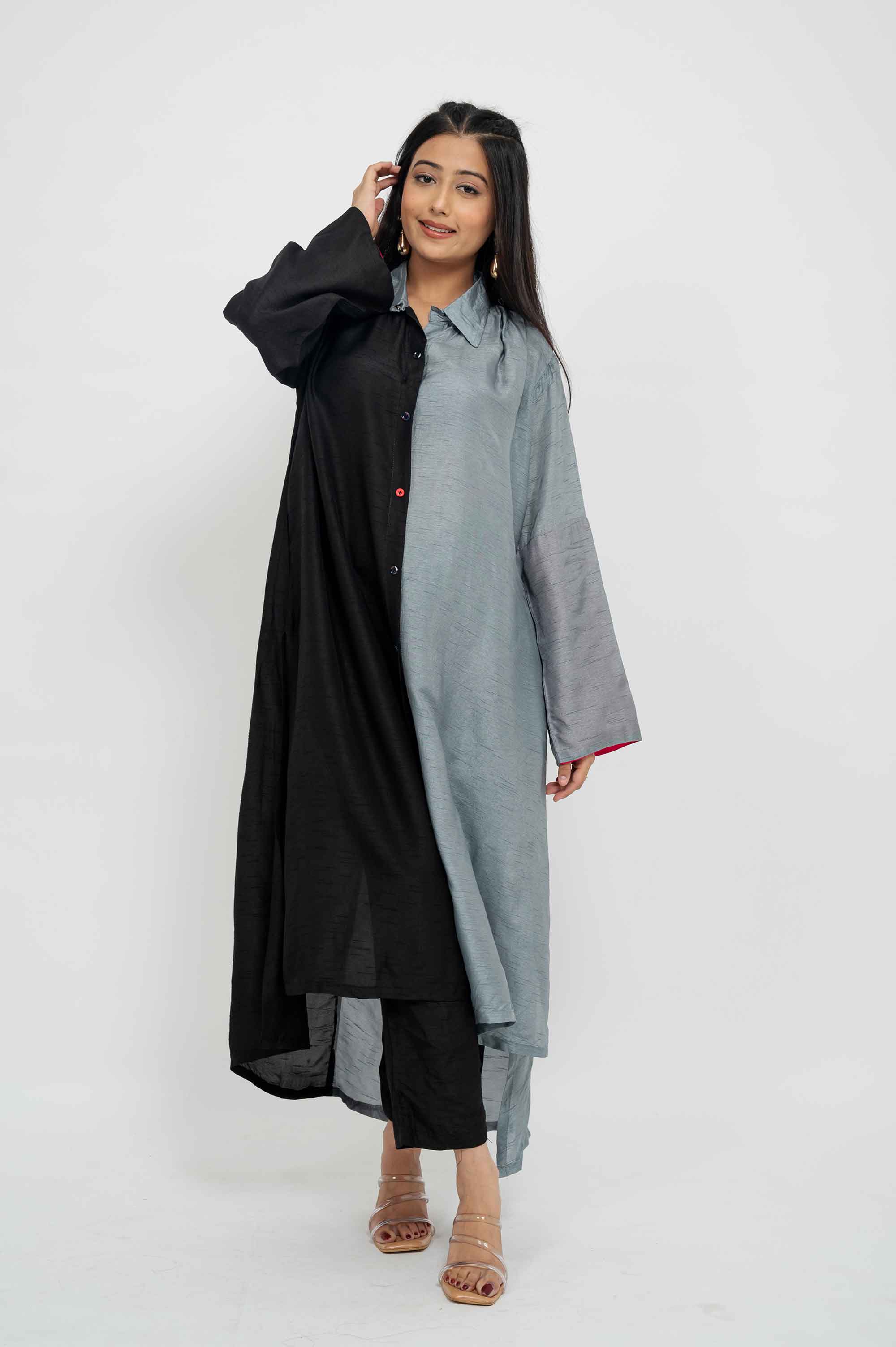Dual Colour Half-half Kurta Set