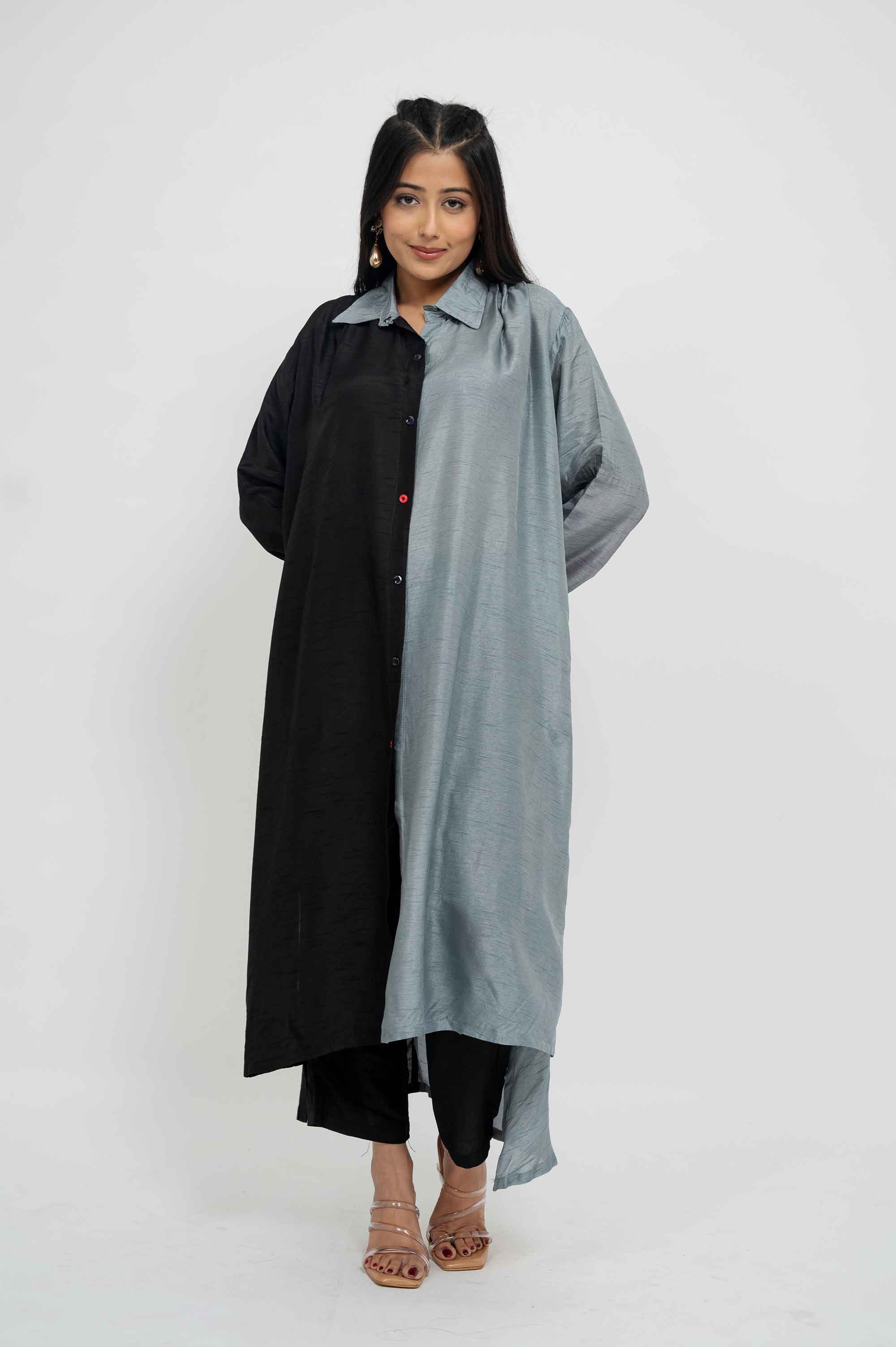 Dual Colour Half-half Kurta Set