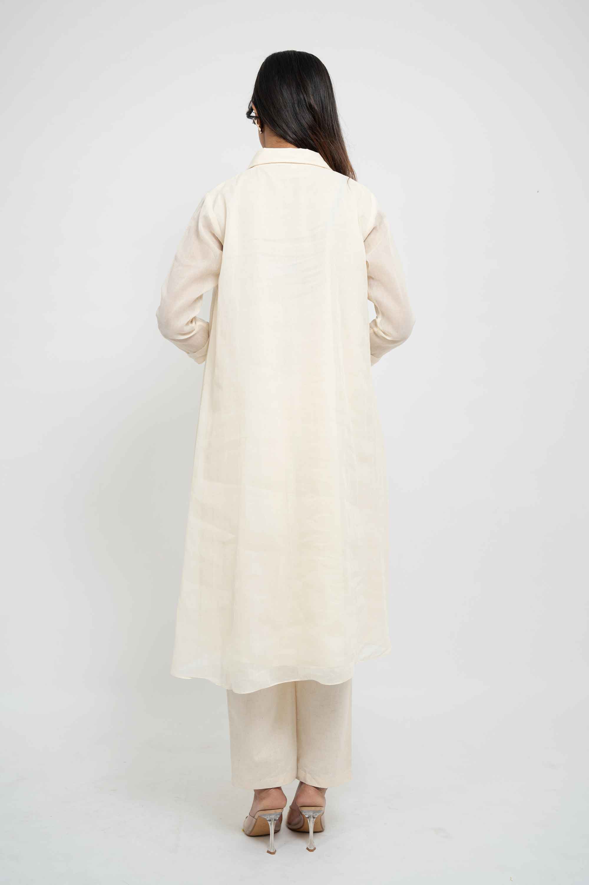 Collared Kurtaset with Thread Horses