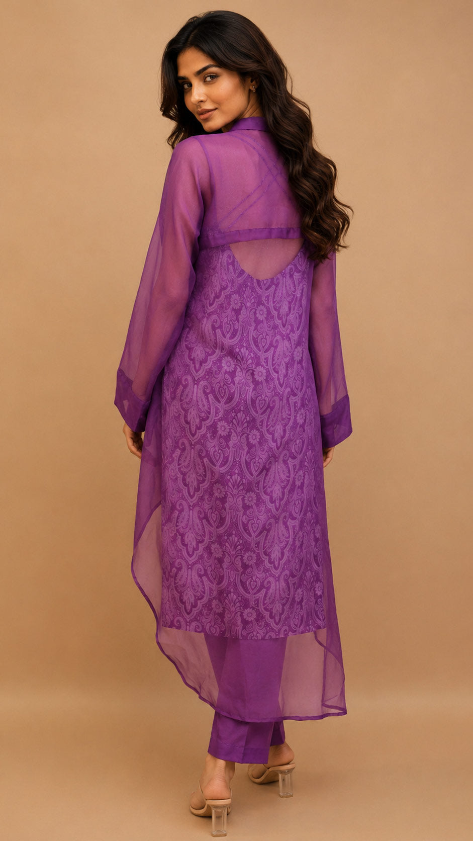 Kurta with pant  (2 piece set with printed inner an Accessories)  for traditional wear