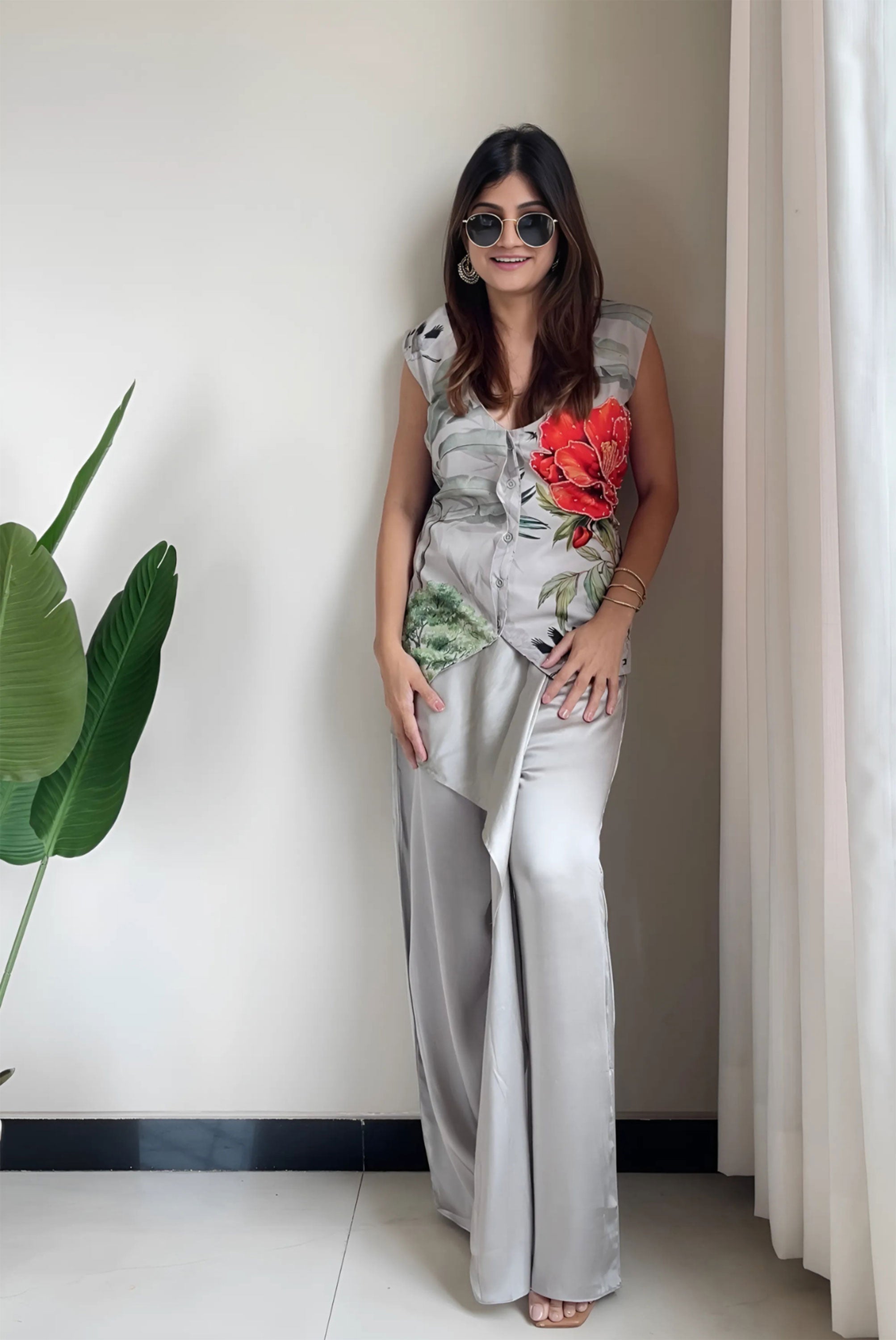 Digital Print With Sequence Highlight Waistcoat and Pant