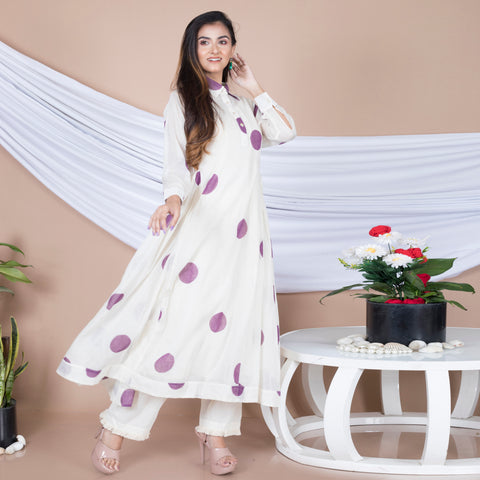 Polka Dot Collar Styled Kurta