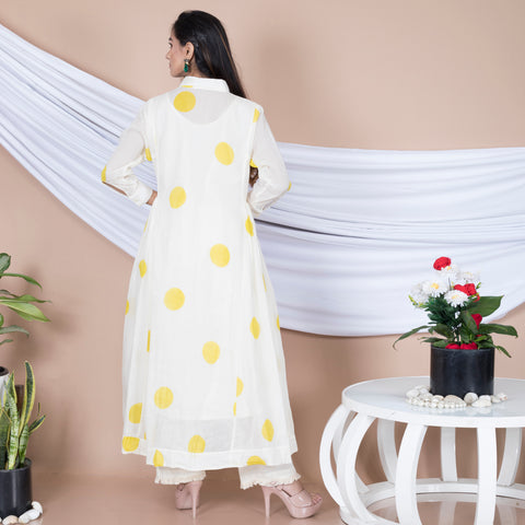 Polka Dot Collar Styled Kurta