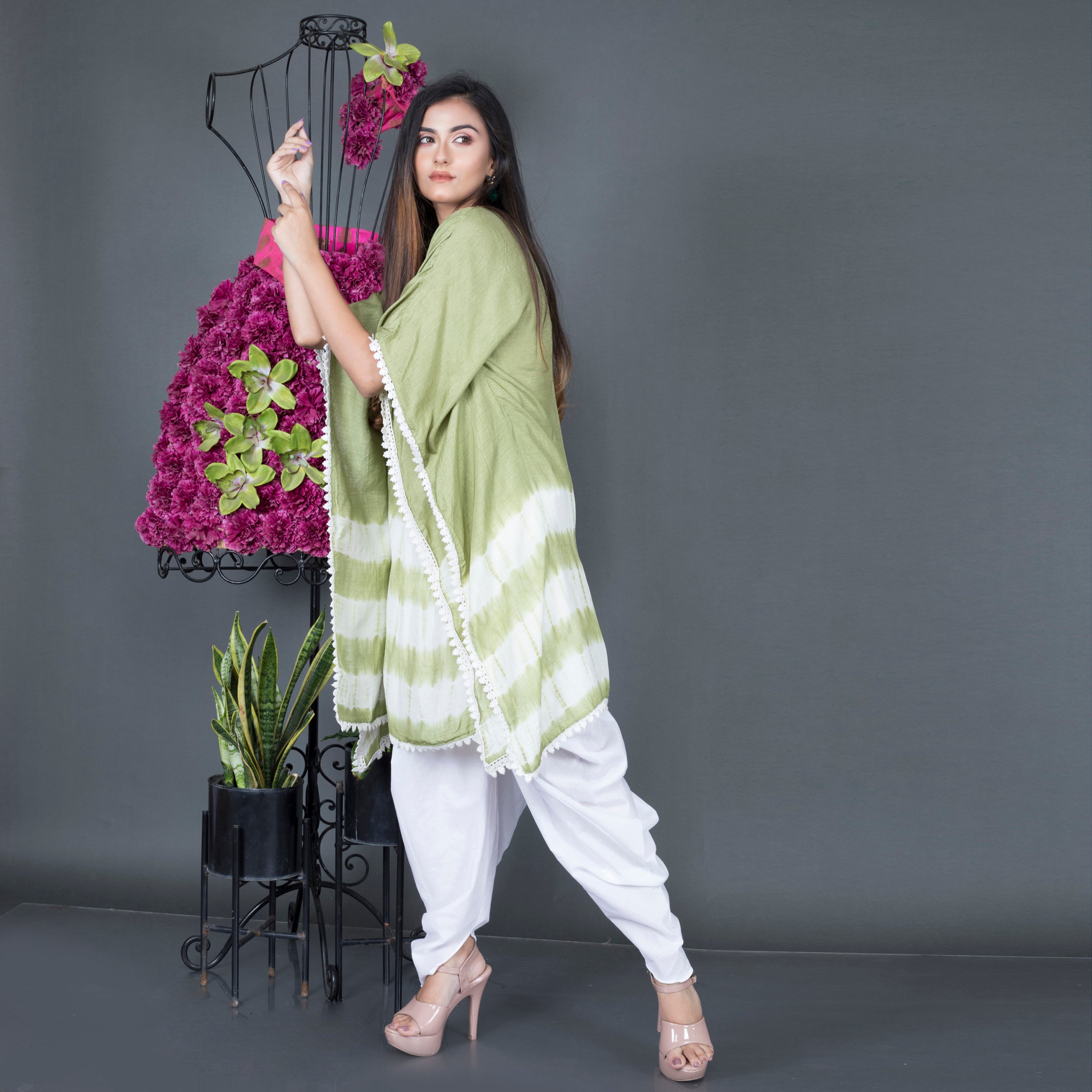 Kaftan kurta paired with dhoti pant