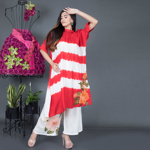 Cotton silk applique patch work kurta set