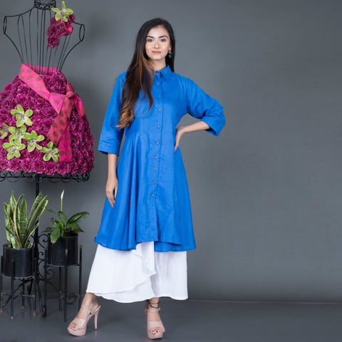 Collar style kurta set