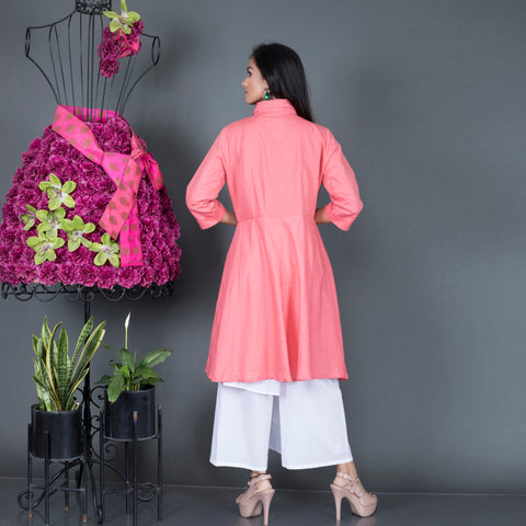 Collar style kurta set