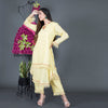 Cotton mulmul layered kurta set with neckpiece.