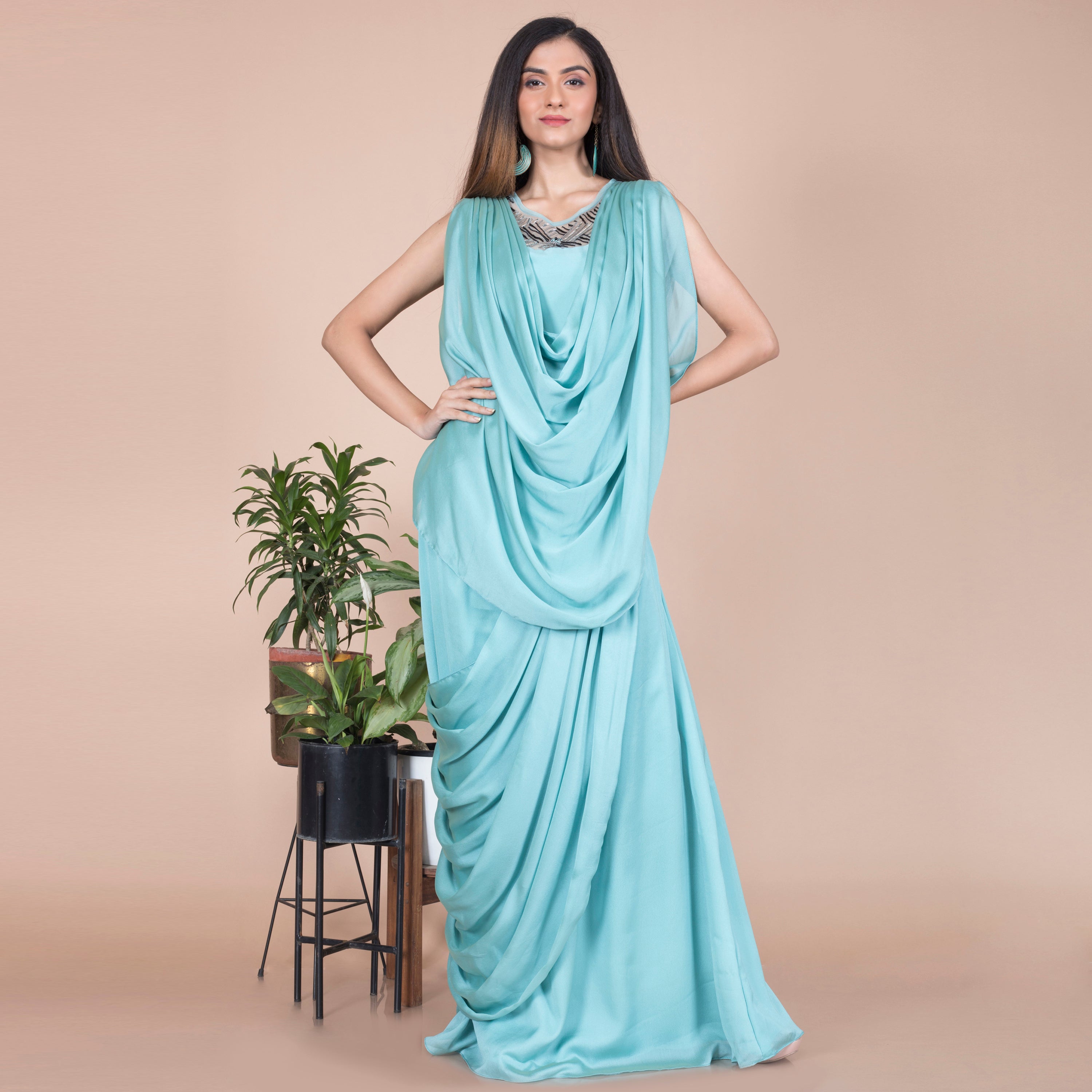 Draped Indo western gown