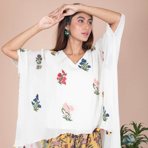 Embroidery with print Cape set