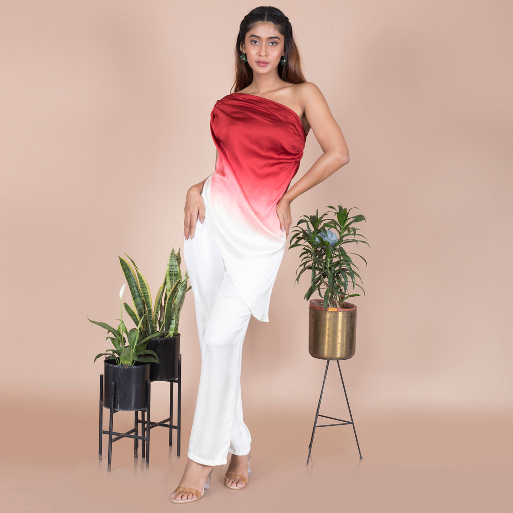 One shoulder dual tone Co Ord set