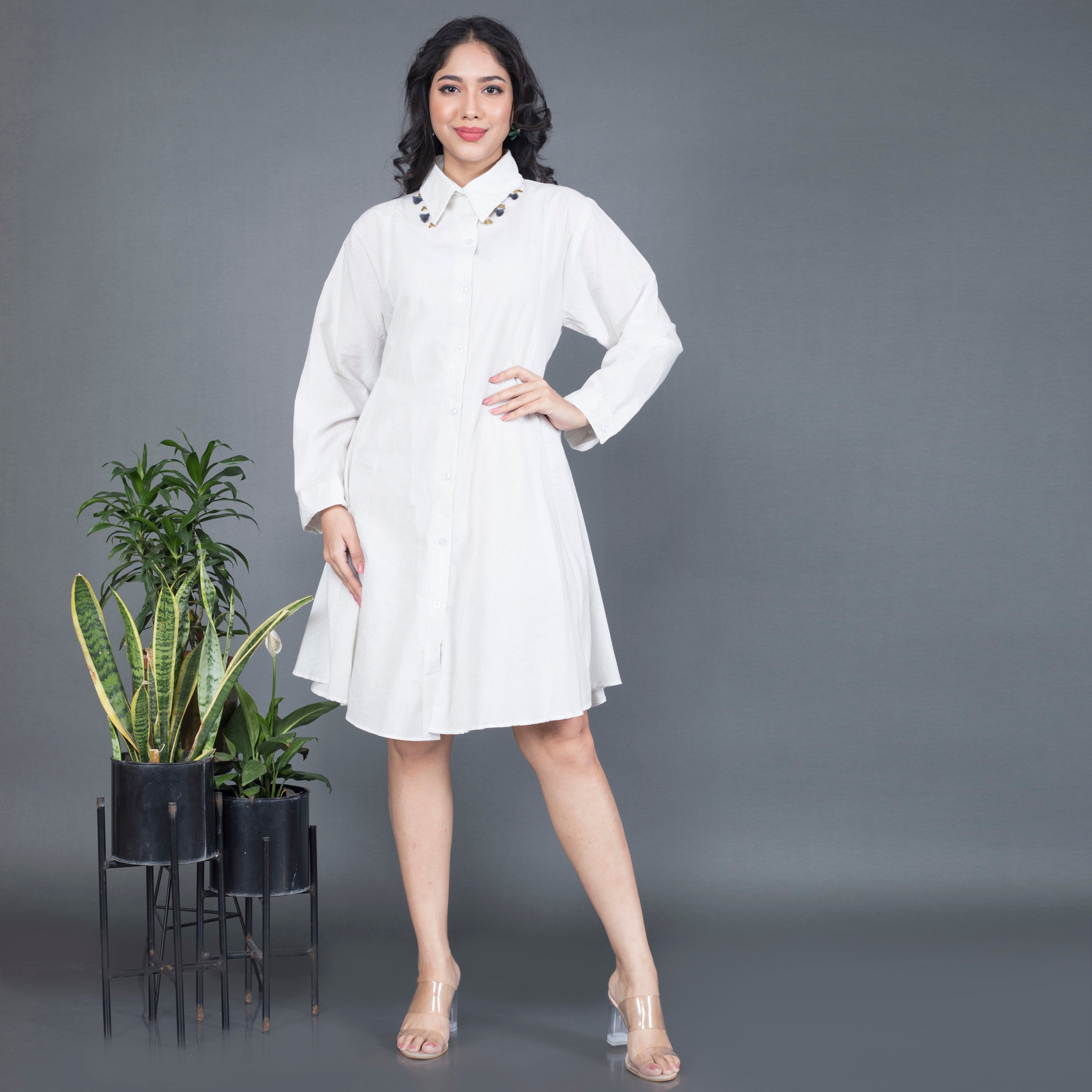 Cotton midi shirt dress