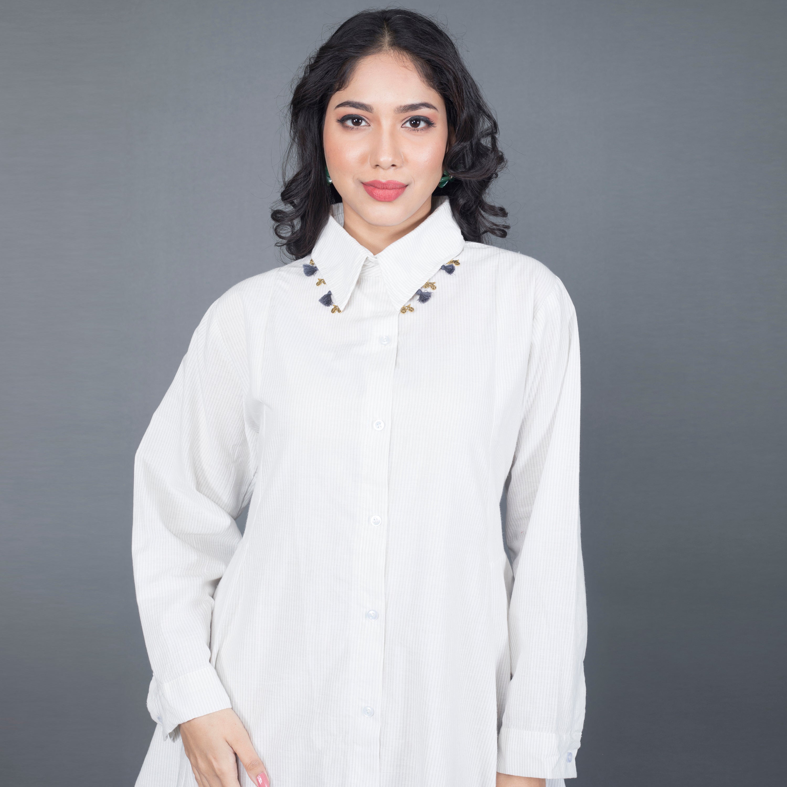 Cotton midi shirt dress