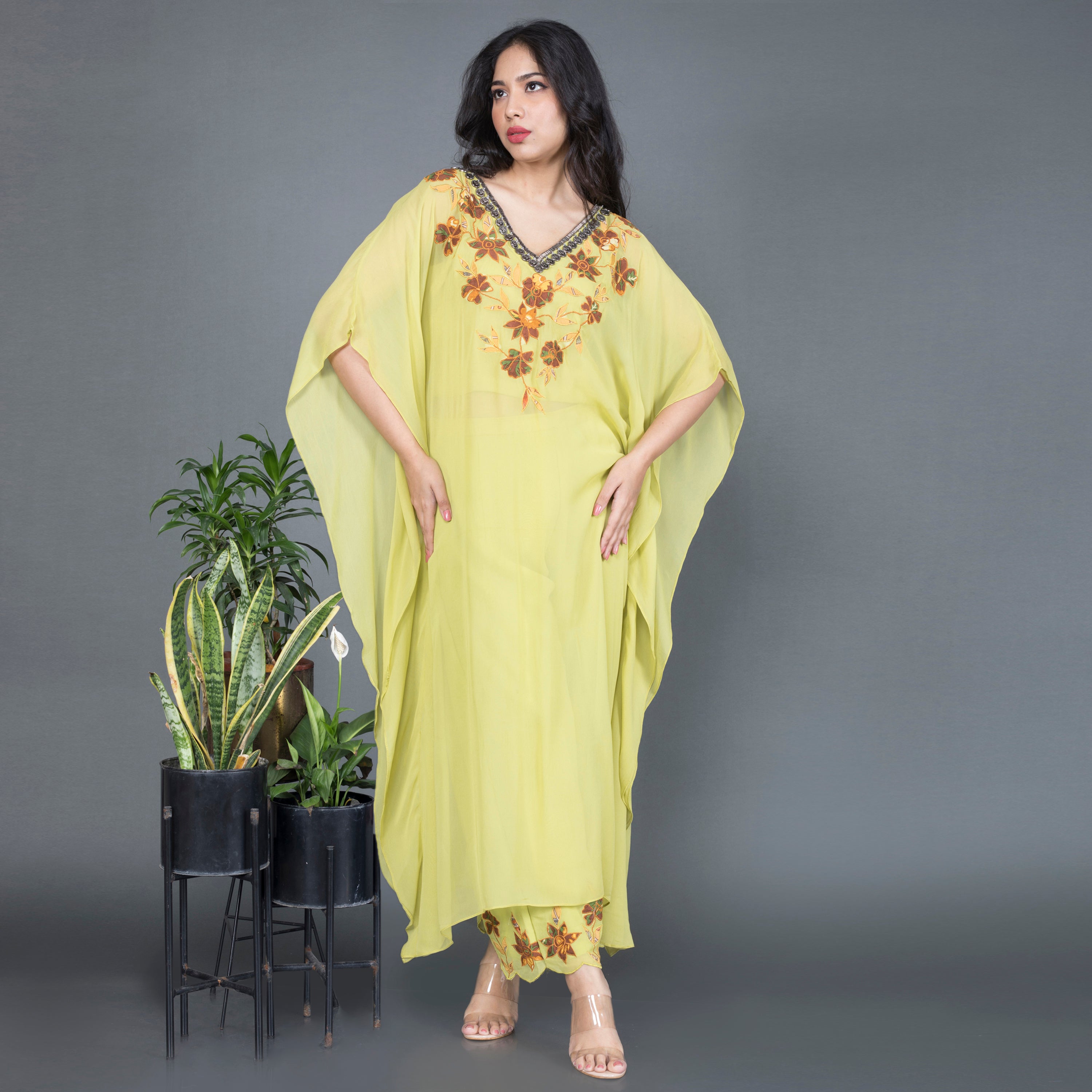 Embroidered Kaftan Kurta Set