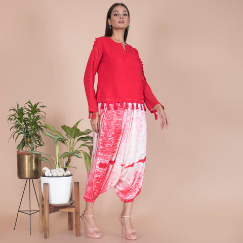Tussel kurta with tye dye heram pant