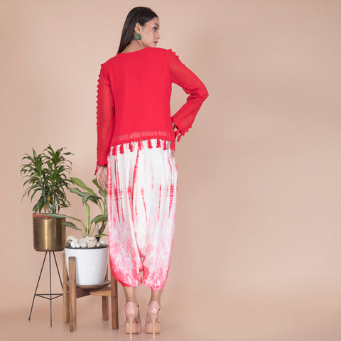 Tussel kurta with tye dye heram pant
