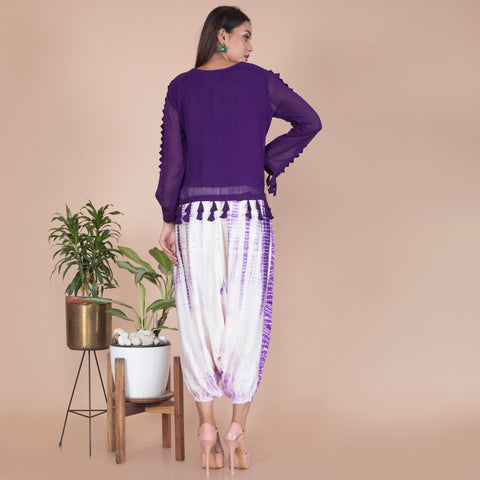 Tussel kurta with tye dye heram pant