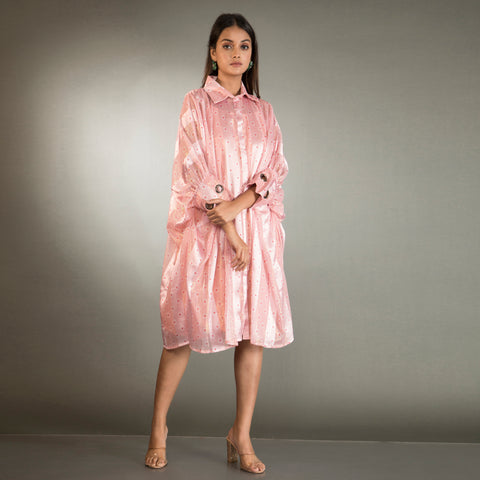 Baggy Sleeved One Piece Dress with Ring Pattern