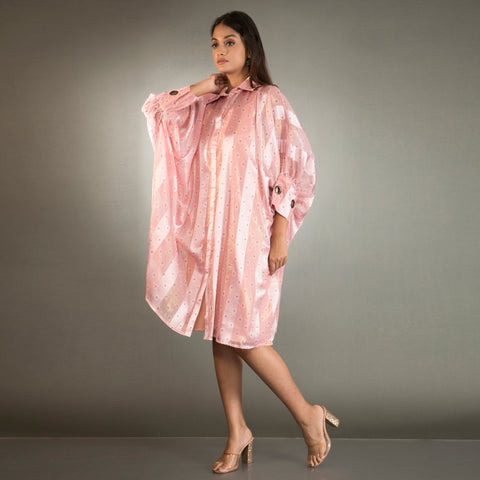Baggy Sleeved One Piece Dress with Ring Pattern