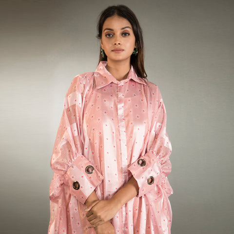Baggy Sleeved One Piece Dress with Ring Pattern