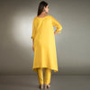 Embroidered patch work yellow kurta set