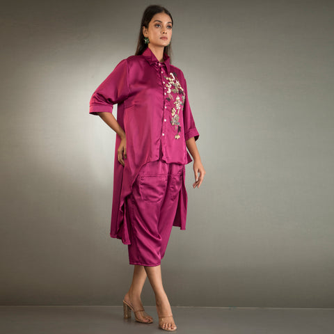 Beaded Work with Kodi on High Low top Co Ord set