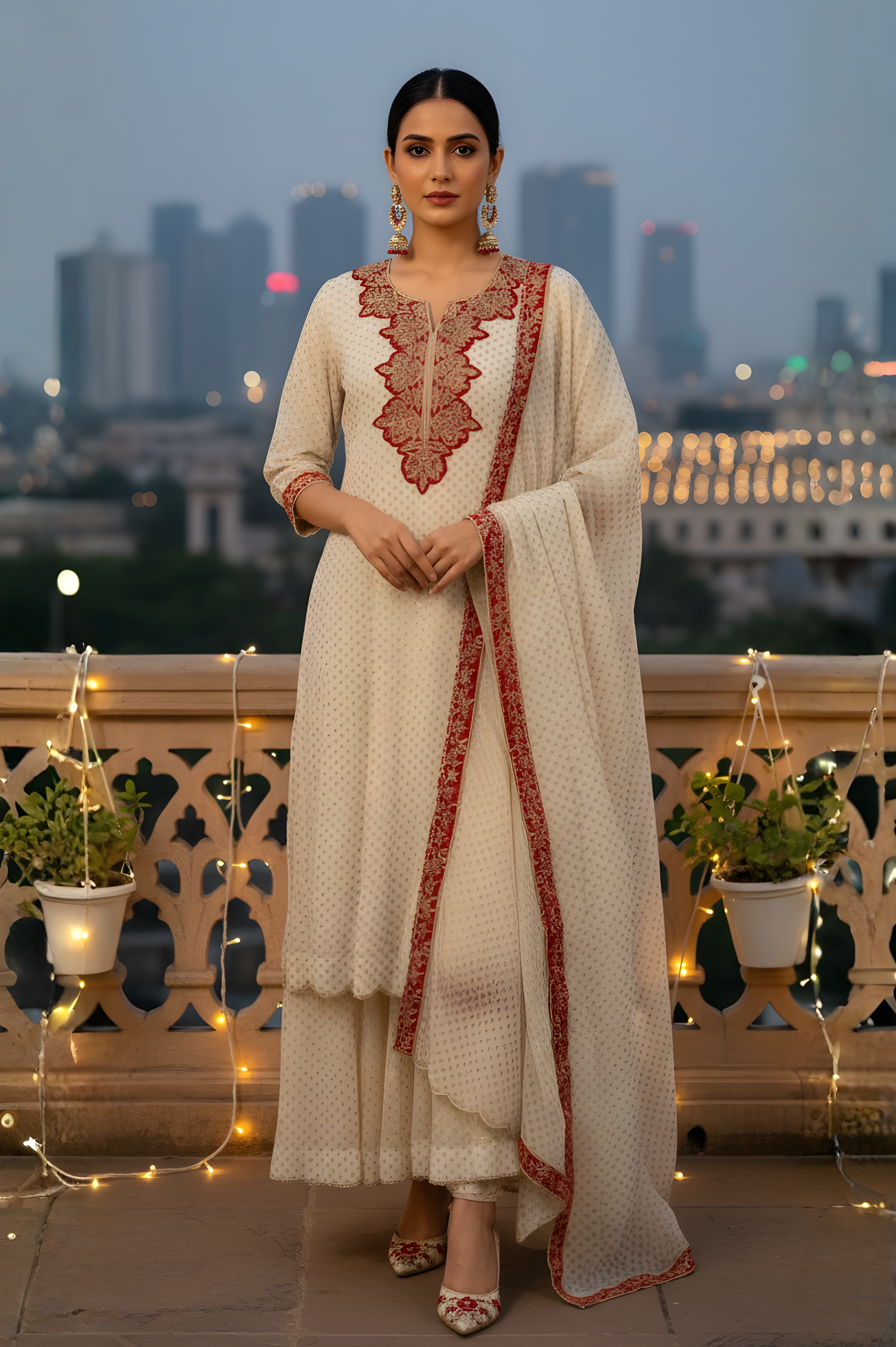 Chandari Zari Work in Yok with Dupatta