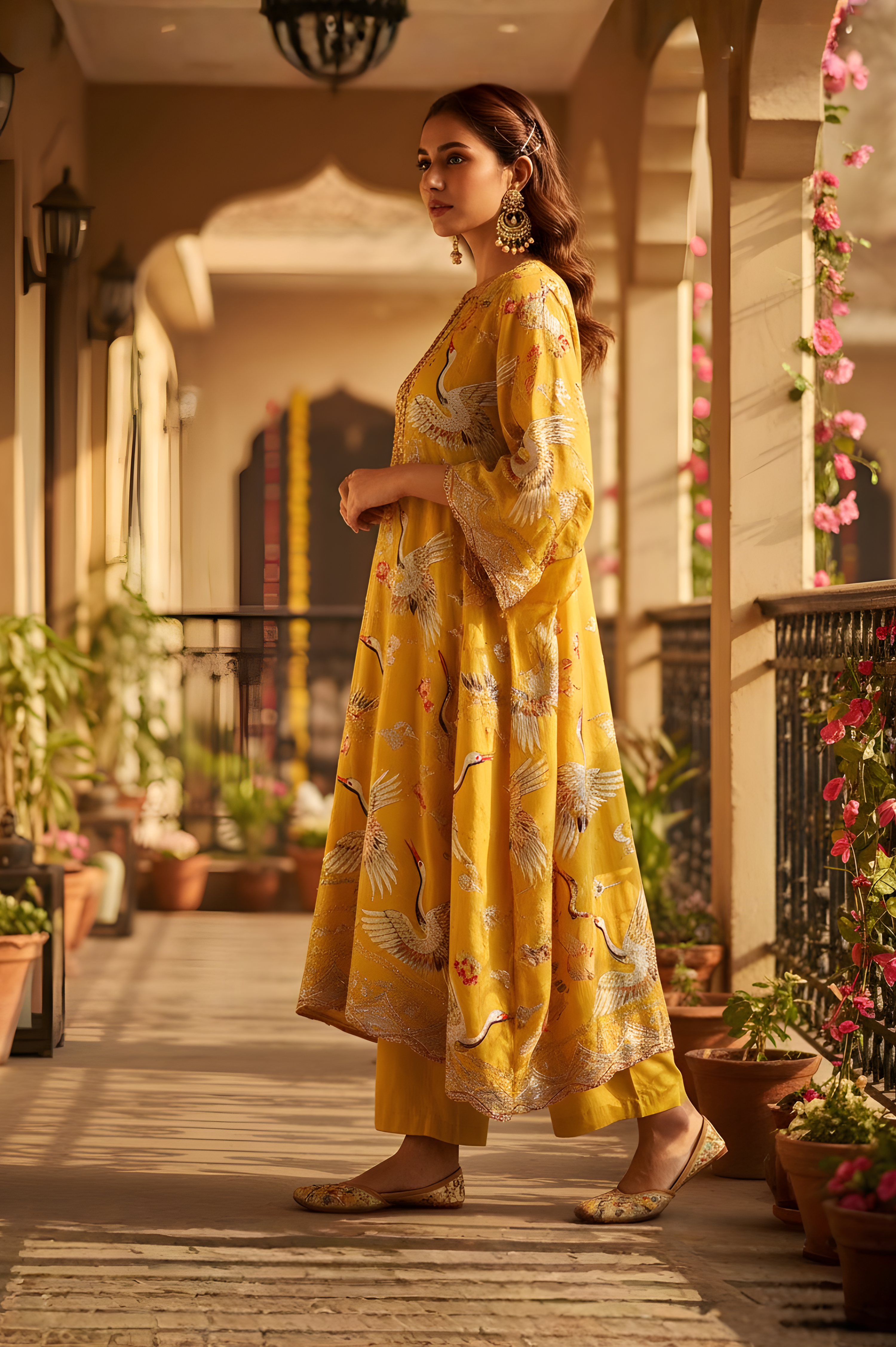 SILK LAHERIA WITH THREAD WORK HILIGHT WITH TIKKI DYE SHORT KNEE LENGTH KURTI
