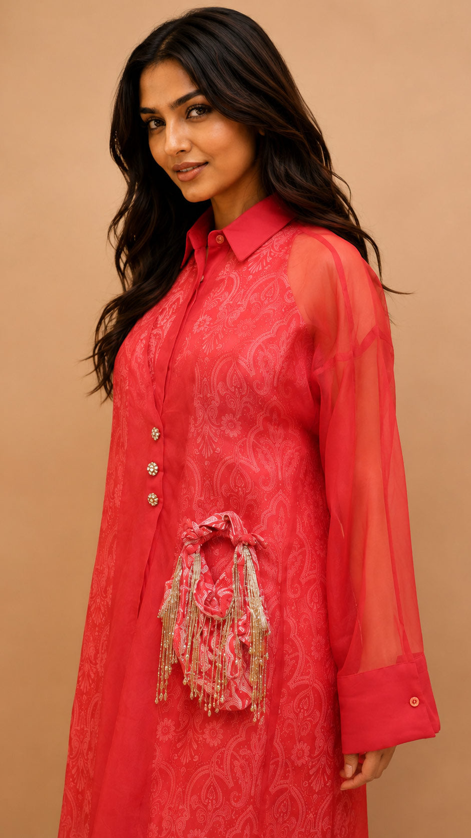 Kurta with pant  (2 piece set with printed inner an Accessories)  for traditional wear