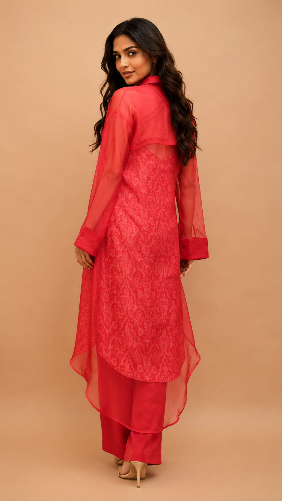 Kurta with pant  (2 piece set with printed inner an Accessories)  for traditional wear