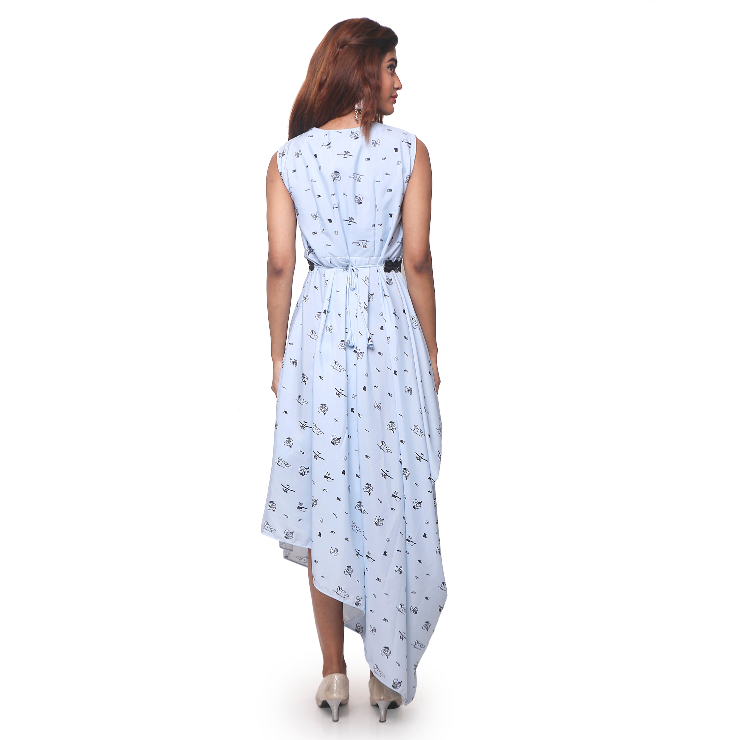 Printed Crepe Dress with belt