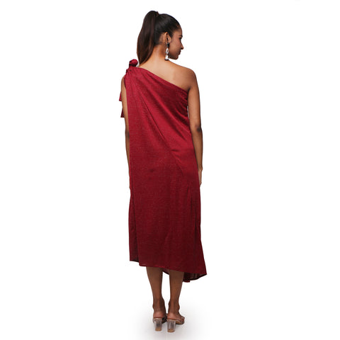 One Shoulder Knotted Sleeve Dress