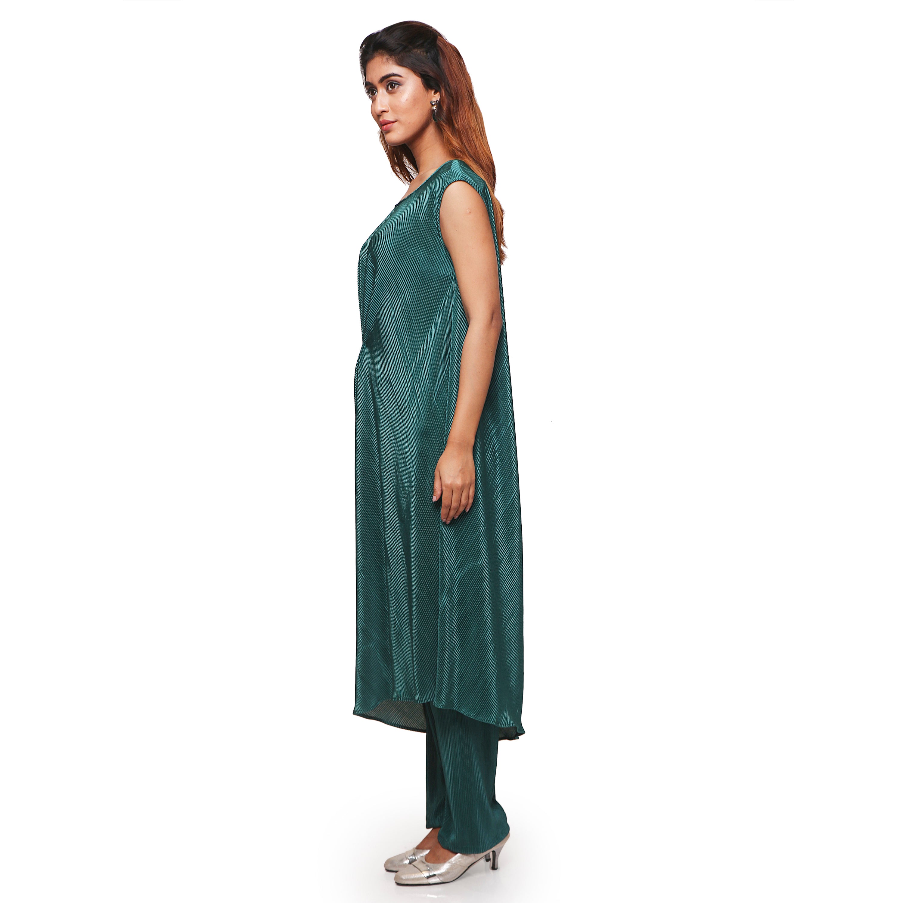 One piece draped dress with pant