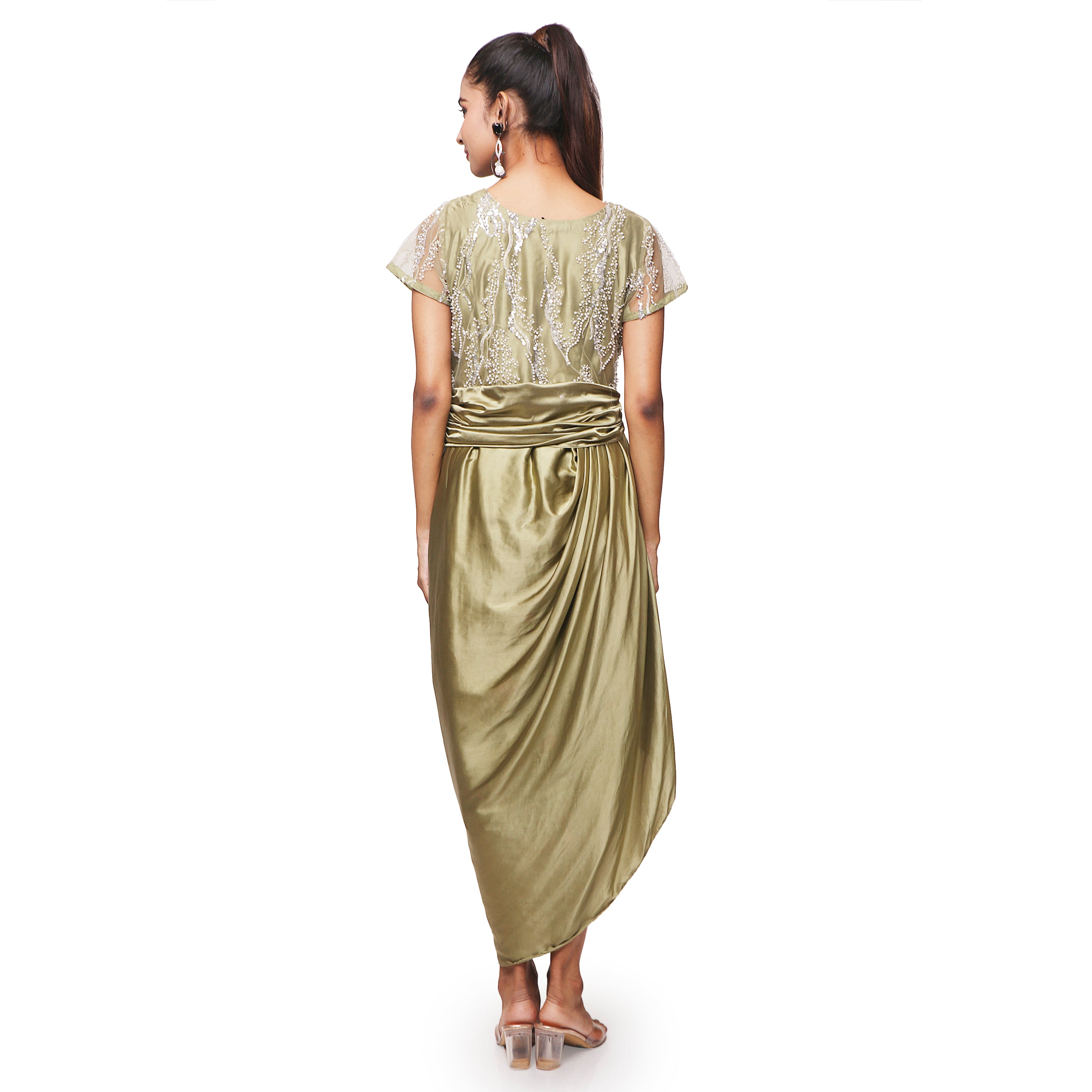 Long Dress in Golden Embellishments