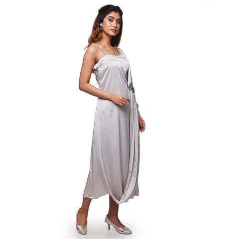 Satin crepe one piece gown